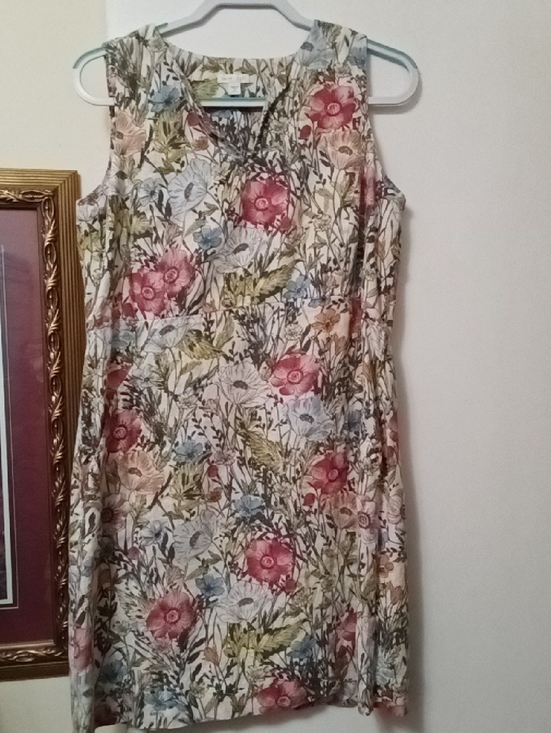 J. Jill Dresses & Skirts - J. Jill Floral Sleeveless Midi Dress - Pink, Blue, Green on Cream